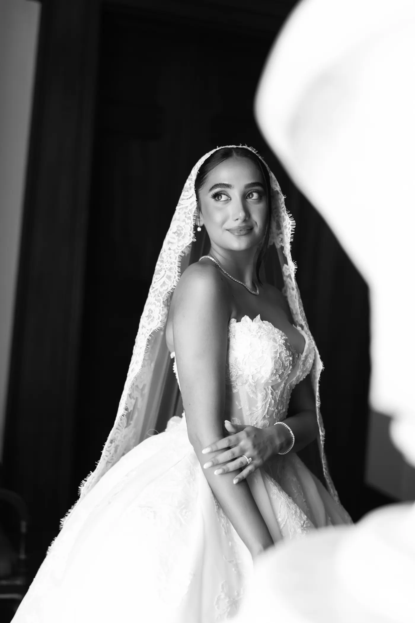 Bridal portrait with veil by Amin Films