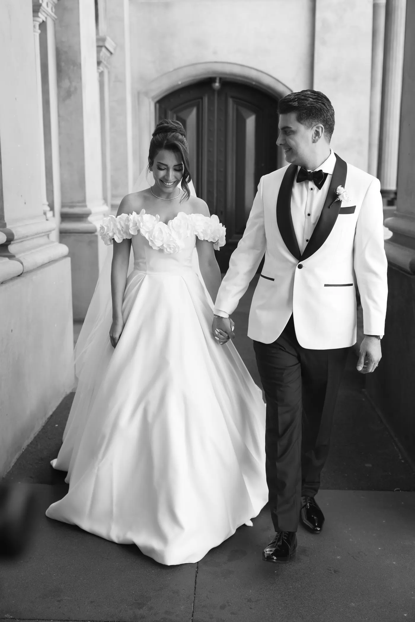 Couple in front of heritage architecture